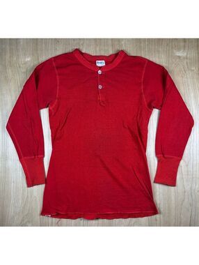 Vintage 60s Duofold two layer thermal shirt medium red mohawk gorpcore henley